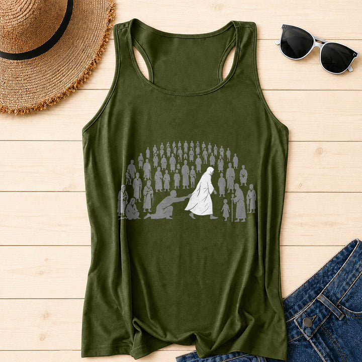 Christianartworkshop Débardeur dos nageur à imprimé graphique sur le devant, « Par ses blessures nous sommes guéris ». - Vert armée - 2XL - image 12