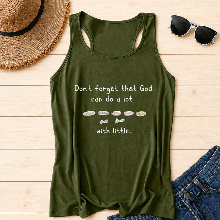 Christianartworkshop N'oubliez pas que Dieu peut faire beaucoup avec peu. Débardeur dos nageur à motif « Cinq pains, deux poissons » - Vert armée - 2XL - image 2