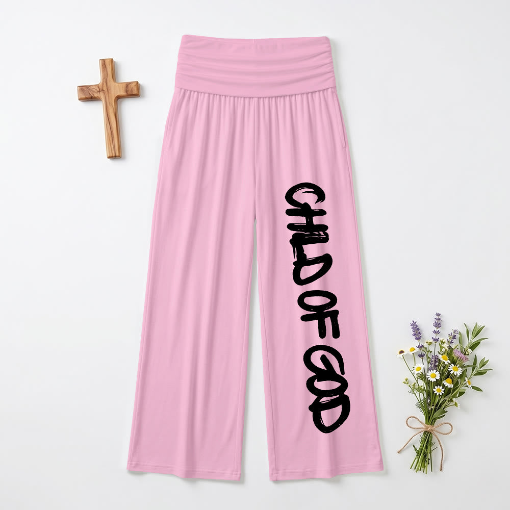 Christianartworkshop Trait de pinceau vertical Enfant de Dieu Lettrage à la main Pantalon taille haute à jambes larges et revers - Rose - US22, UK/AU26, EU54 (6XL) - image 12