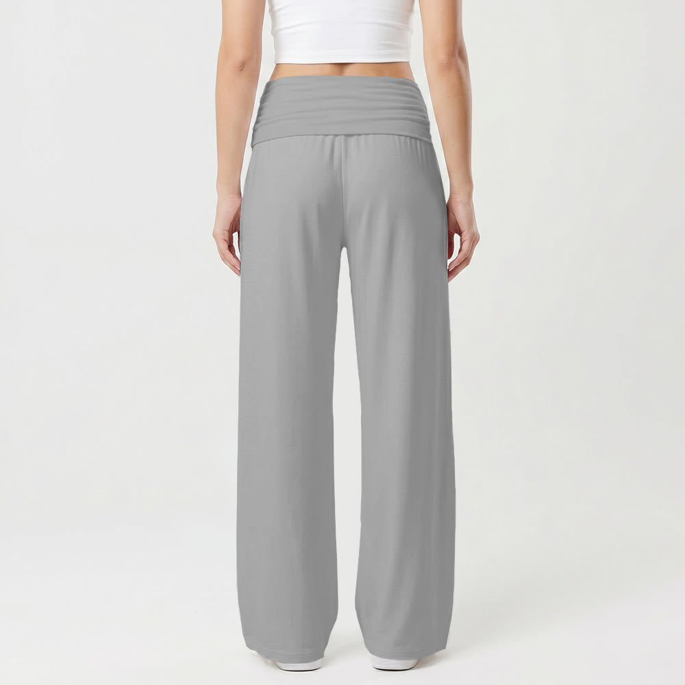 Christianartworkshop Pantalon à jambes larges taille haute avec imprimé d'écriture cursive verticale « Foi » - image 8