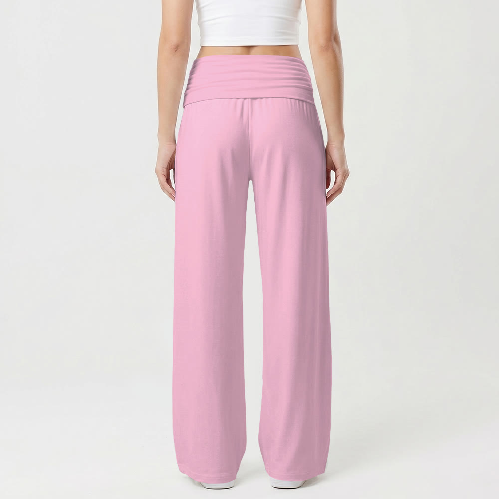 Christianartworkshop Pantalon à jambes larges taille haute avec imprimé d'écriture cursive verticale « Foi » - image 11