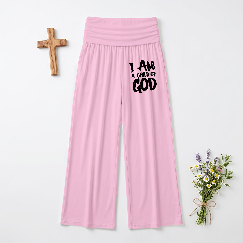 Christianartworkshop Je suis un enfant de Dieu Pantalon à jambes larges imprimé en lettres capitales à l'aide d'un pinceau grossier - Rose - US22, UK/AU26, EU54 (6XL) - image 0