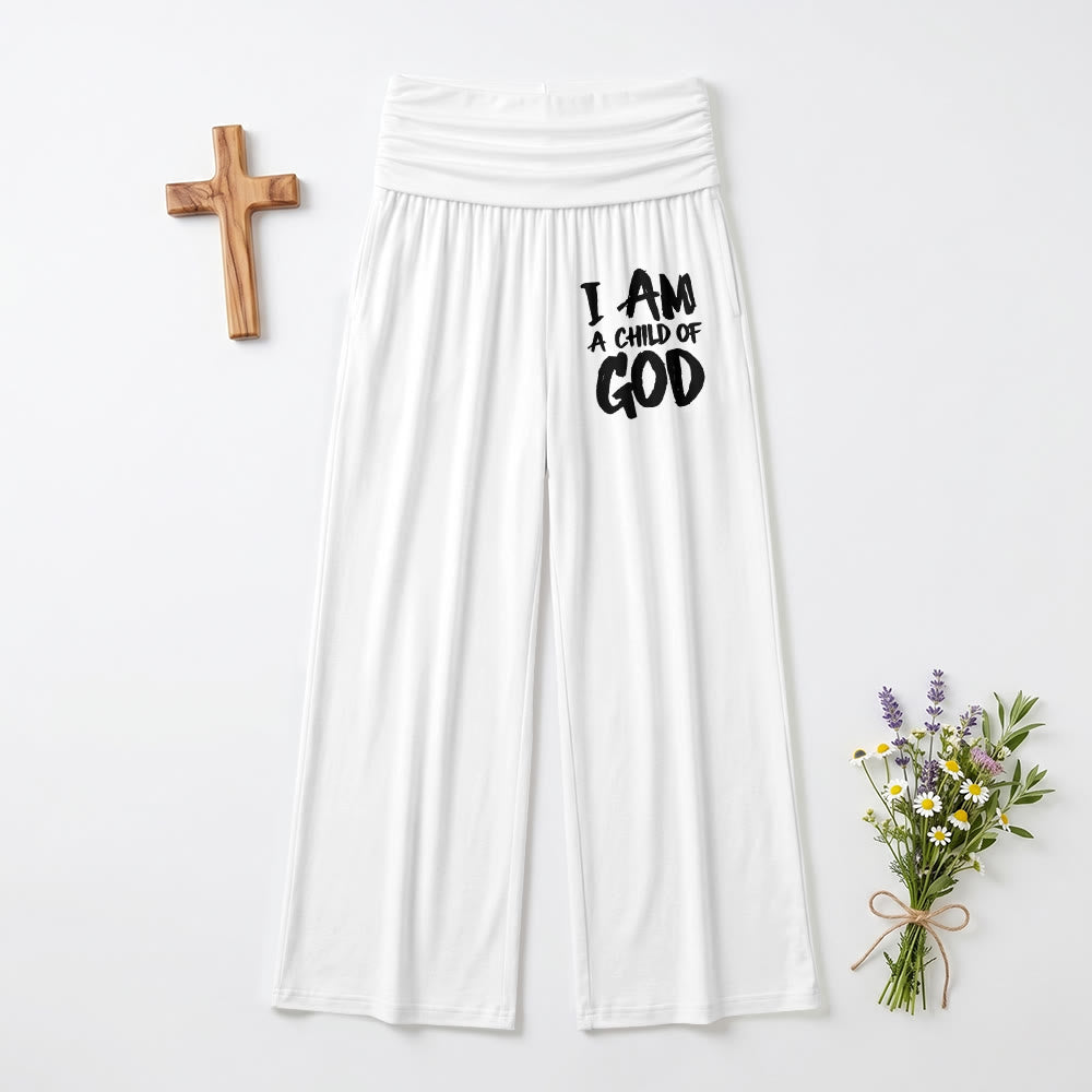 Christianartworkshop Je suis un enfant de Dieu Pantalon à jambes larges imprimé en lettres capitales à l'aide d'un pinceau grossier - Blanc - US22, UK/AU26, EU54 (6XL) - image 6