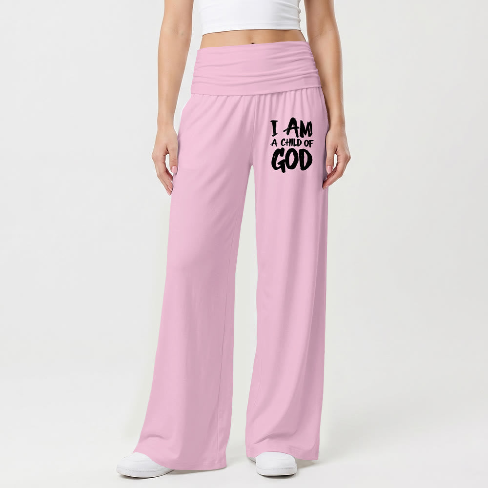 Christianartworkshop Je suis un enfant de Dieu Pantalon à jambes larges imprimé en lettres capitales à l'aide d'un pinceau grossier - image 1