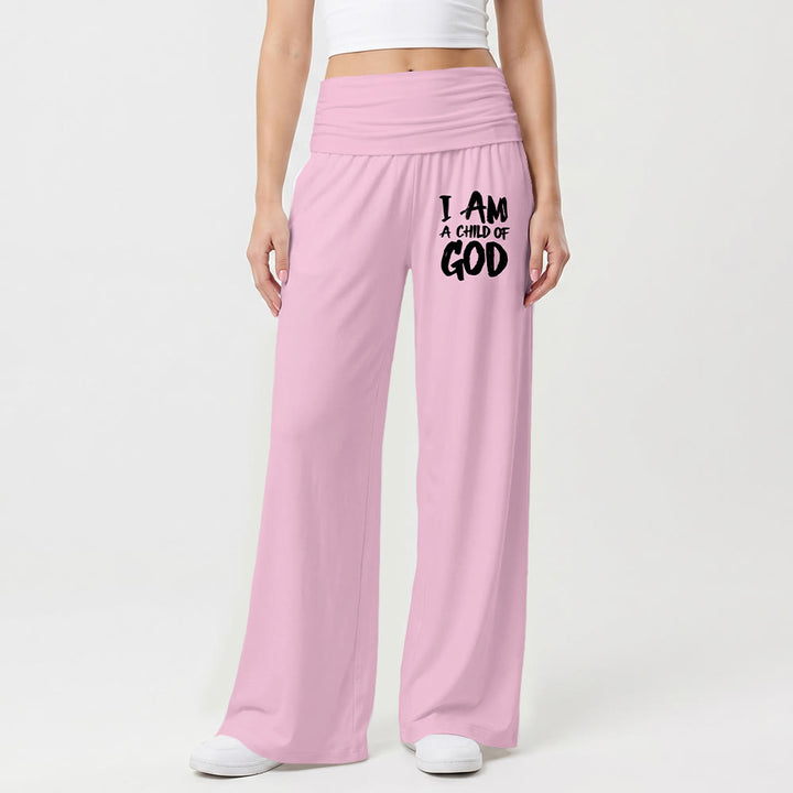 Christianartworkshop Je suis un enfant de Dieu Pantalon à jambes larges imprimé en lettres capitales à l'aide d'un pinceau grossier - image 1
