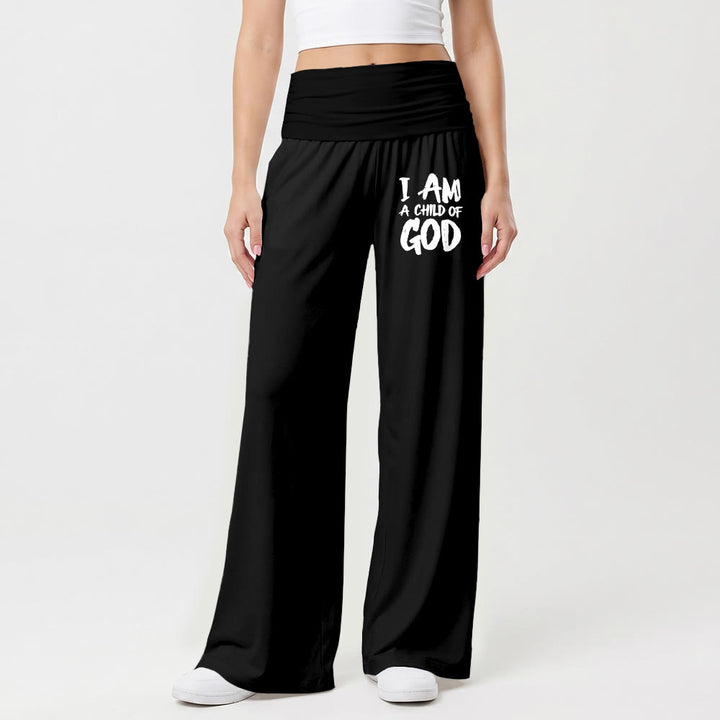 Christianartworkshop Je suis un enfant de Dieu Pantalon à jambes larges imprimé en lettres capitales à l'aide d'un pinceau grossier - image 4