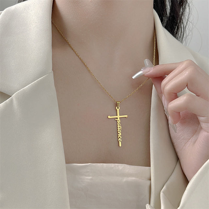 Christianartworkshop Collier à maillons fins avec pendentif croix et inscription « Foi » en écriture cursive : emblème intemporel de douce protection céleste - image 5