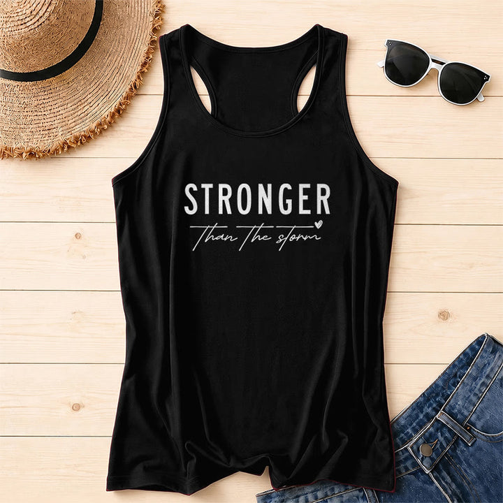 Christianartworkshop Débardeur dos nageur imprimé sur le devant, avec une inscription « STRONGER » en caractères gras vieillis, soulignée en cursive, une phrase religieuse et un petit cœur. - Noir - 2XL - image 4