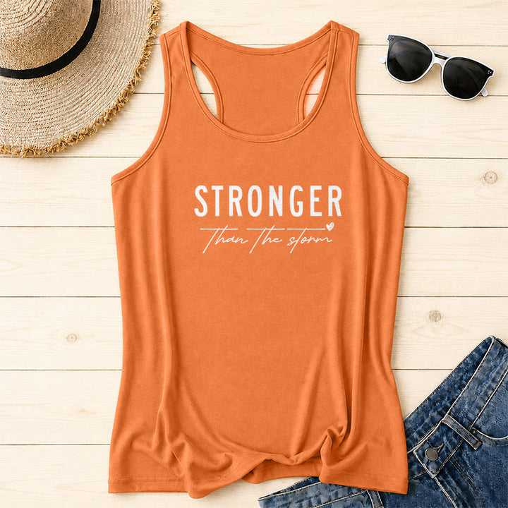 Christianartworkshop Débardeur dos nageur imprimé sur le devant, avec une inscription « STRONGER » en caractères gras vieillis, soulignée en cursive, une phrase religieuse et un petit cœur. - Orange - 2XL - image 16
