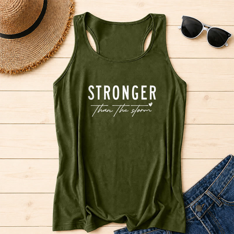 Christianartworkshop Débardeur dos nageur imprimé sur le devant, avec une inscription « STRONGER » en caractères gras vieillis, soulignée en cursive, une phrase religieuse et un petit cœur. - Vert armée - 2XL - image 14