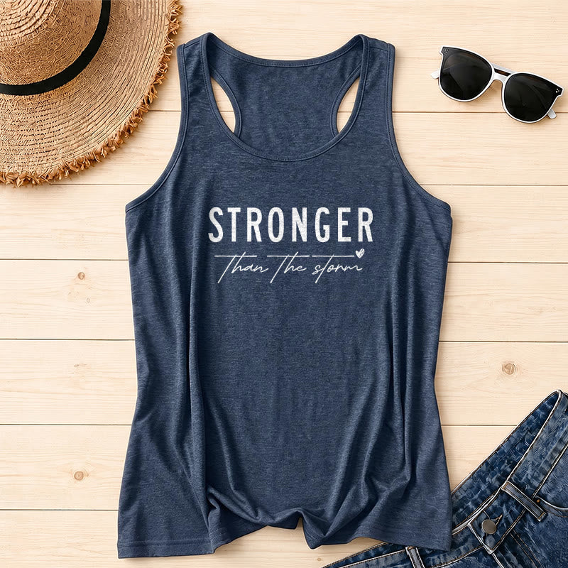 Christianartworkshop Débardeur dos nageur imprimé sur le devant, avec une inscription « STRONGER » en caractères gras vieillis, soulignée en cursive, une phrase religieuse et un petit cœur. - Bleu marine - 2XL - image 2