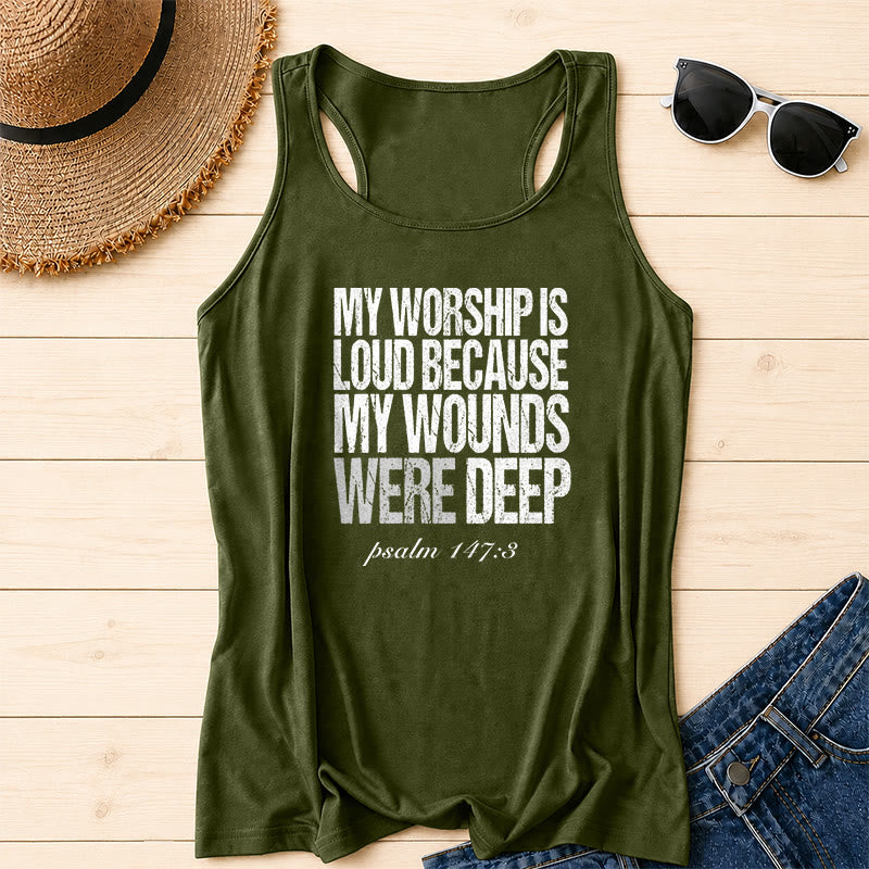 Christianartworkshop Mon adoration est bruyante car mes blessures étaient profondes Débardeur dos nageur - Vert armée - 2XL - image 10