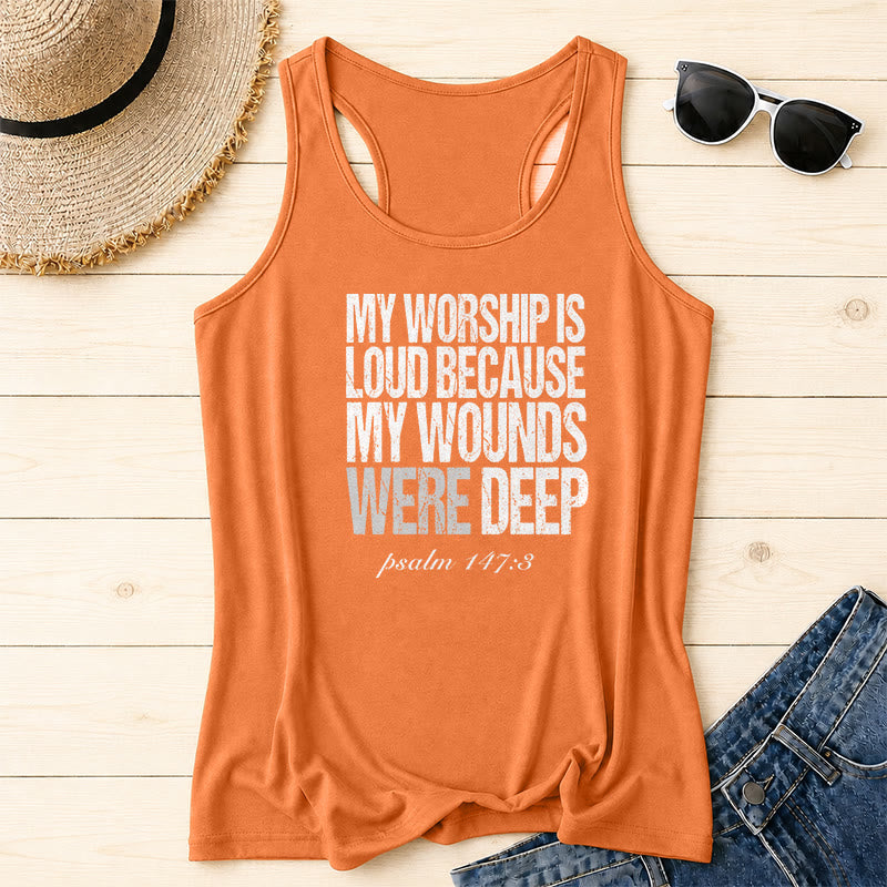 Christianartworkshop Mon adoration est bruyante car mes blessures étaient profondes Débardeur dos nageur - Orange - 2XL - image 12