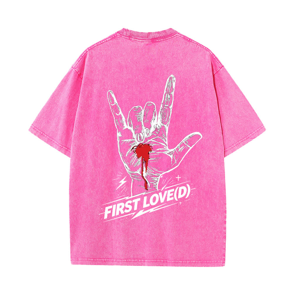 Christianartworkshop T-shirt Grunge Rock Main Saignante Graphique Arche Slogan Avant Grande Lettre d'Amour Arrière Délavé - image 17