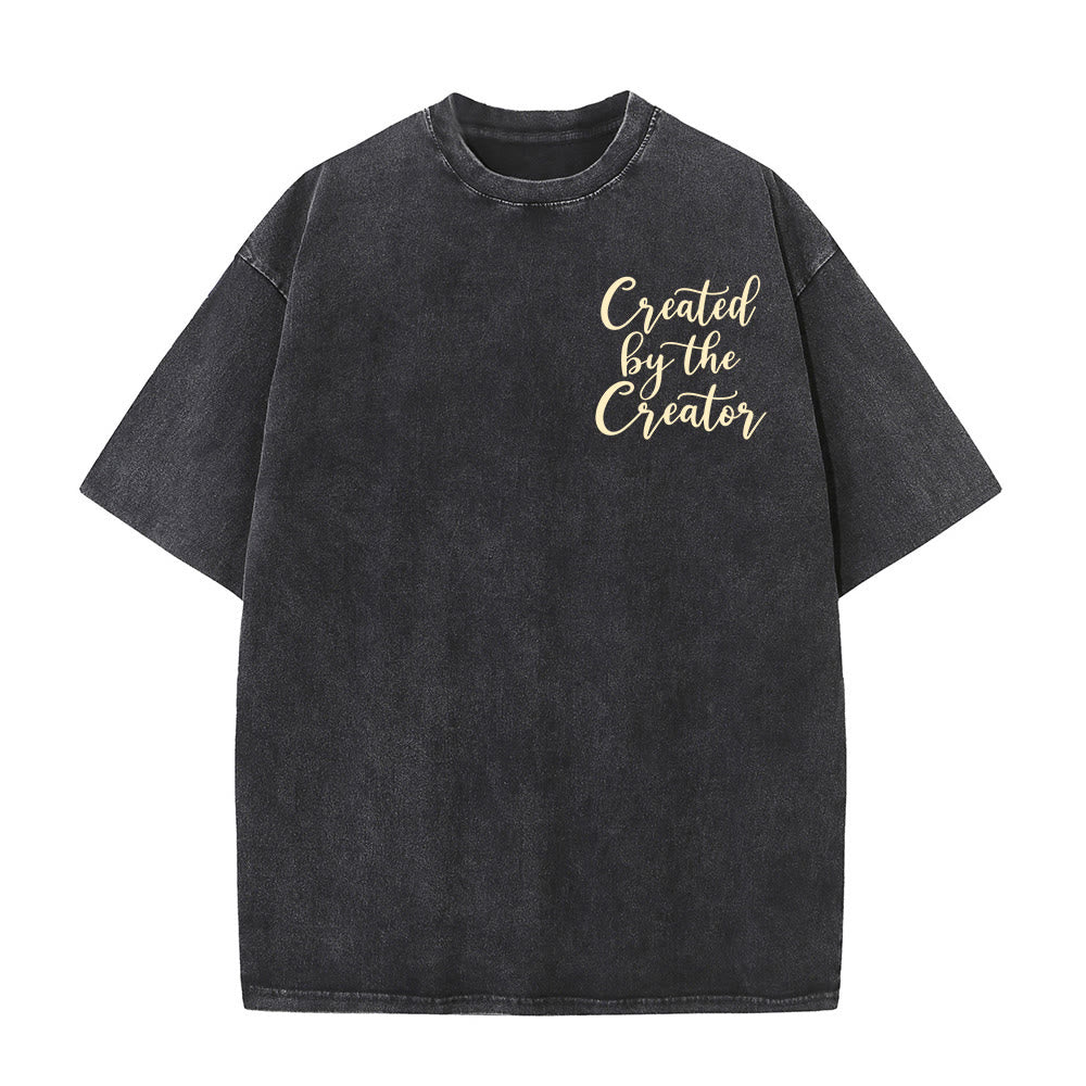 Christianartworkshop Créé par le créateur T-shirt élégant à imprimé cursif en forme de bouquet de tournesols sauvages, style vintage délavé - image 1