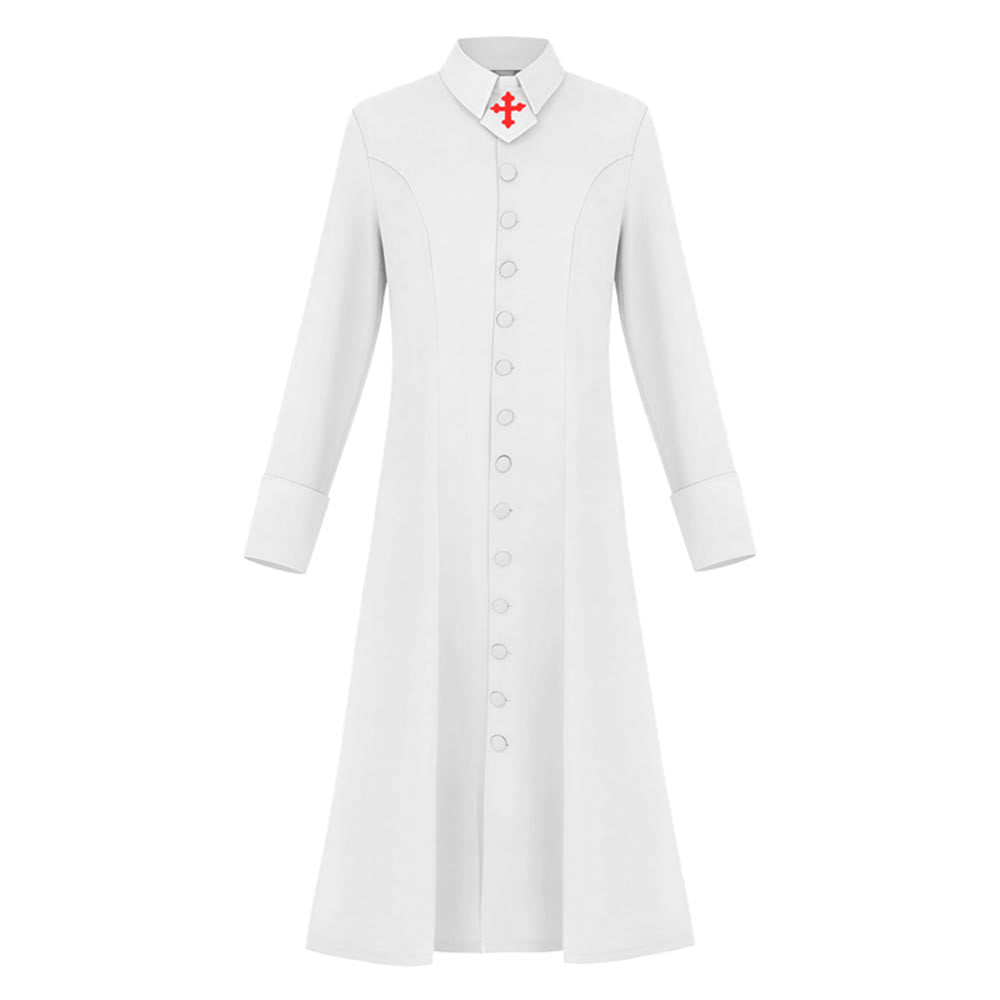 Robe de pasteure pour femme de Christianartworkshop avec col à motif de croix et silhouette féminine - Blanc - 3XL - image 1
