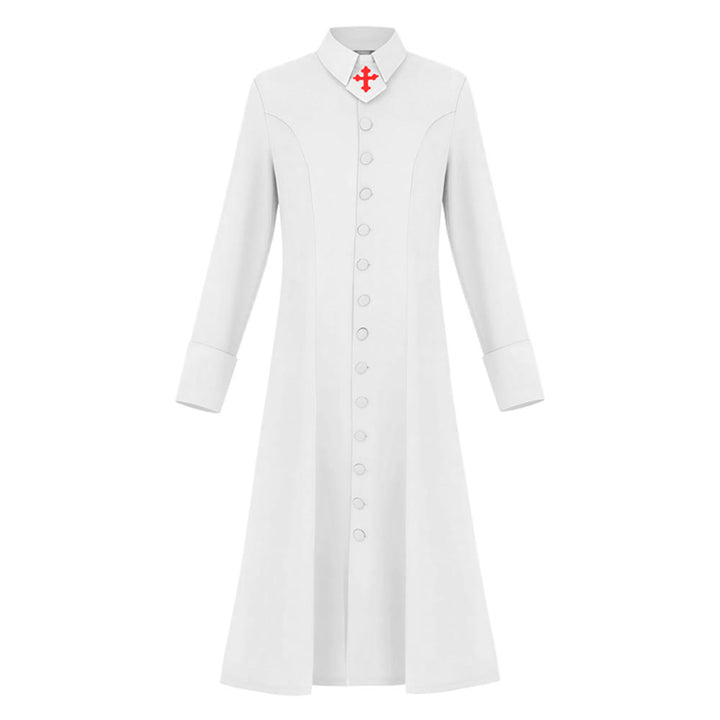 Robe de pasteure pour femme de Christianartworkshop avec col à motif de croix et silhouette féminine - Blanc - 3XL - image 1