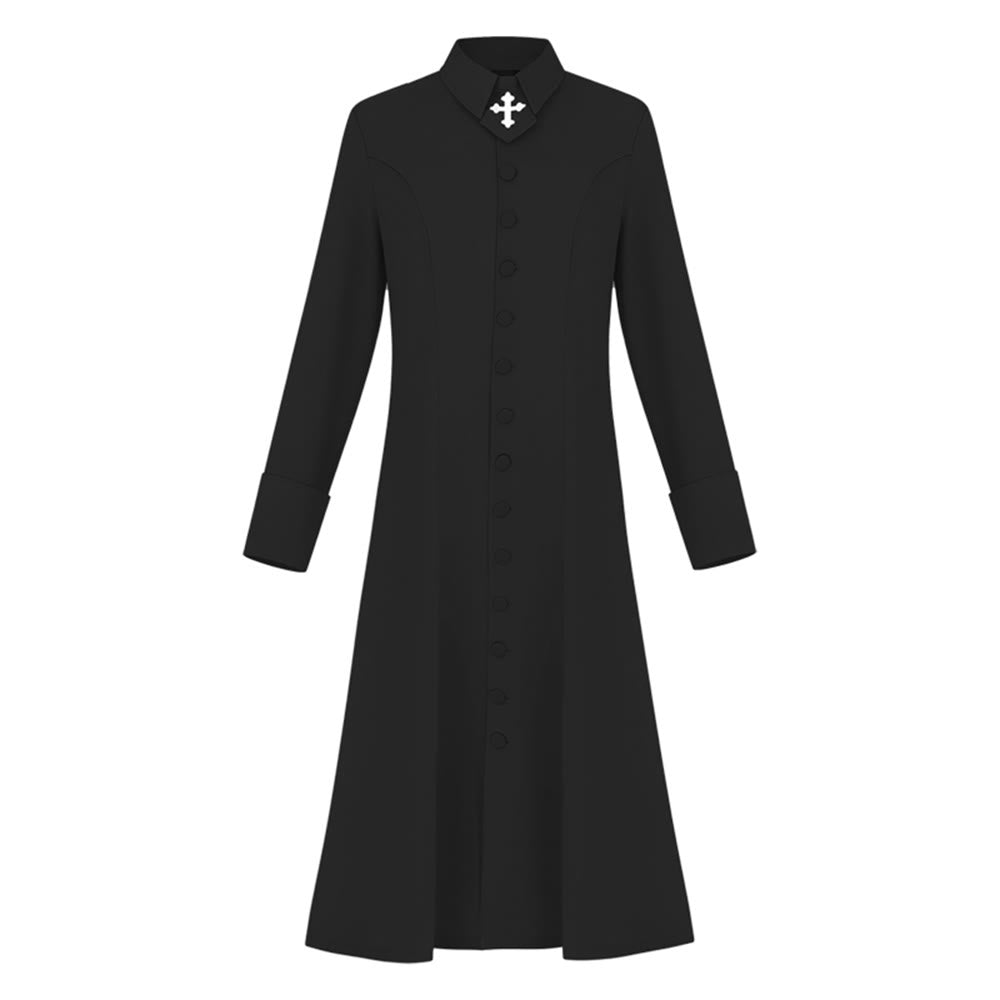 Robe de pasteure pour femme de Christianartworkshop avec col à motif de croix et silhouette féminine - Noir - 3XL - image 4