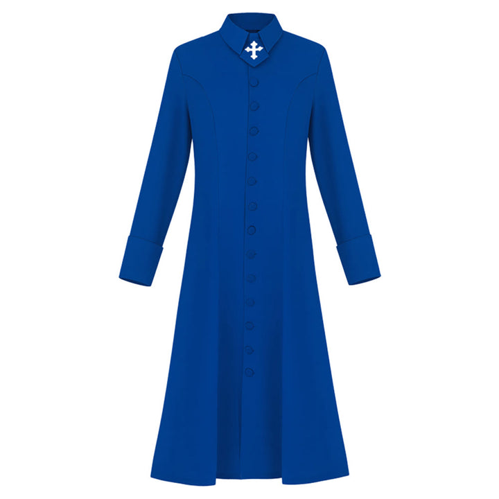 Robe de pasteure pour femme de Christianartworkshop avec col à motif de croix et silhouette féminine - Bleu - 3XL - image 10