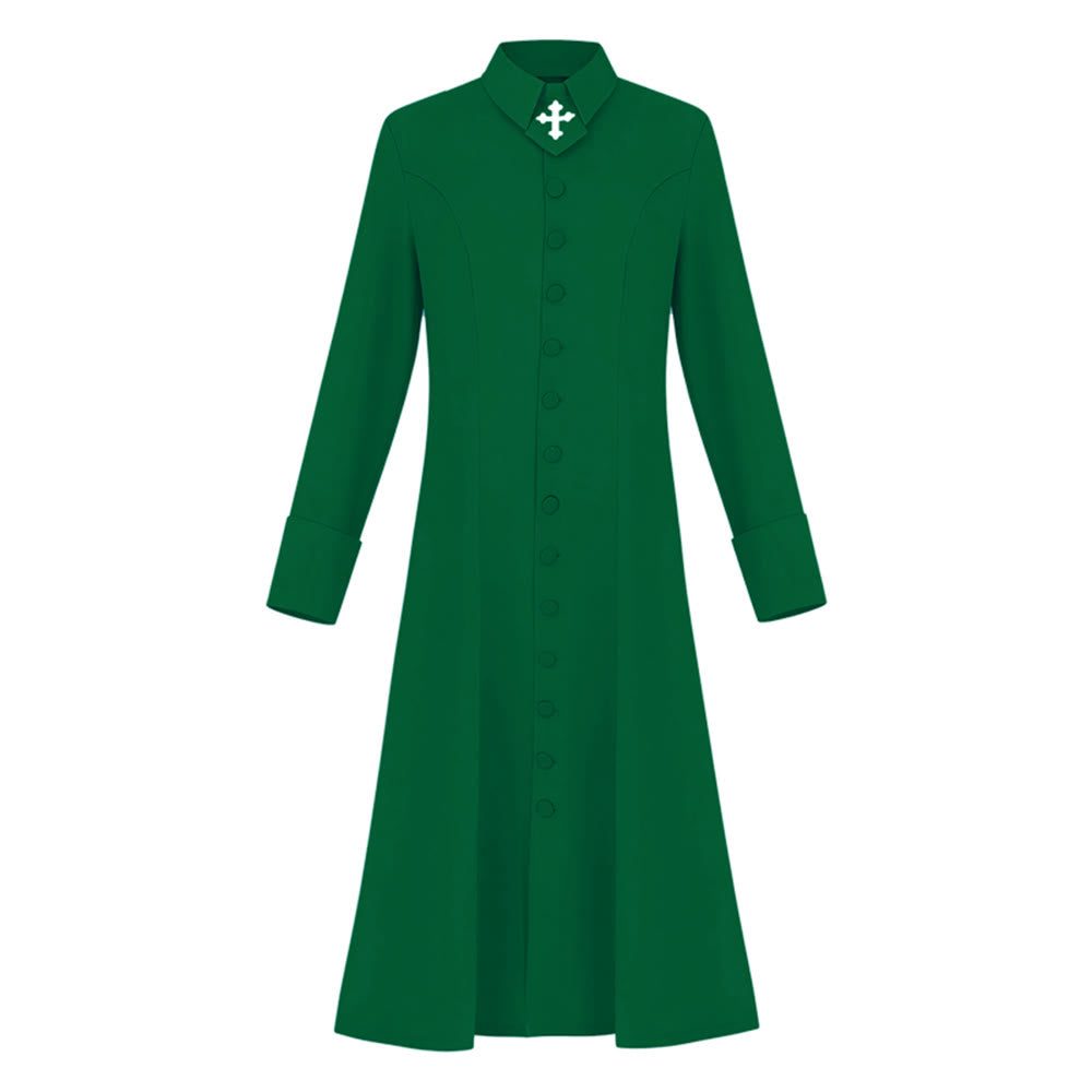 Robe de pasteure pour femme de Christianartworkshop avec col à motif de croix et silhouette féminine - Vert - 3XL - image 20