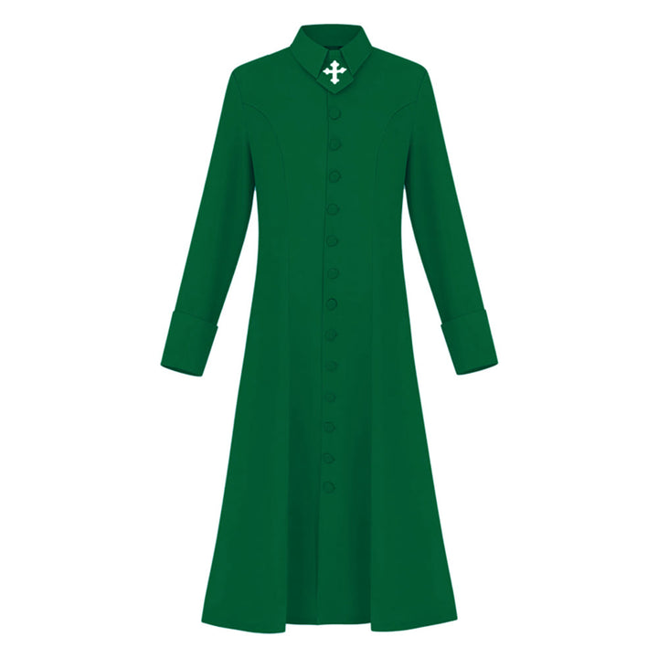 Robe de pasteure pour femme de Christianartworkshop avec col à motif de croix et silhouette féminine - Vert - 3XL - image 20