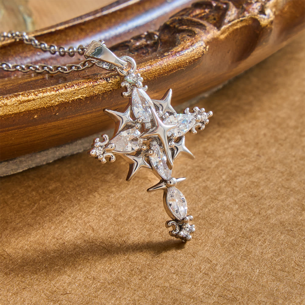 Collier pendentif croix sacrée en cristal marquise Star Accent de Christianartworkshop : emblème intemporel d’une foi céleste rayonnante - Argent - image 5