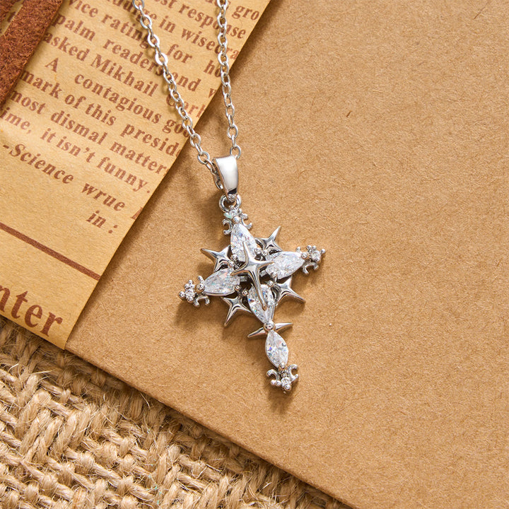 Collier pendentif croix sacrée en cristal marquise Star Accent de Christianartworkshop : emblème intemporel d’une foi céleste rayonnante - image 7