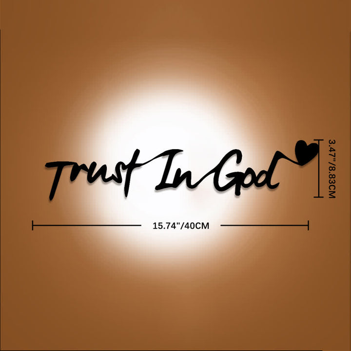 Décoration murale en métal Christianartworkshop , cœur accentué avec inscription cursive « Confiance en Dieu » : emblème de confiance inébranlable - 3,47 po × 15,74 po × 0,04 po / 8,83 cm × 40 cm × 0,1 cm - image 6