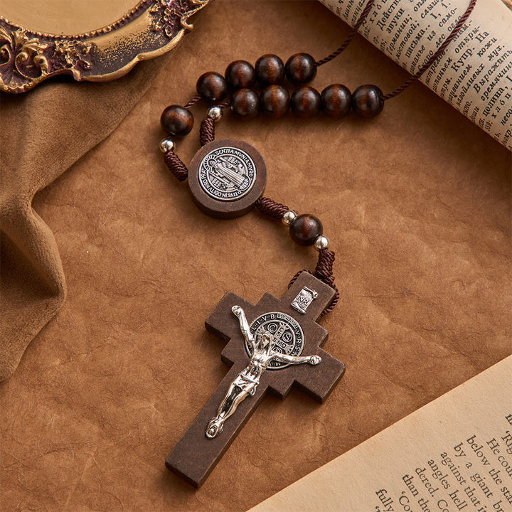 Christianartworkshop Chapelet de voiture à perles rondes, crucifix, médaille en relief de Notre-Dame : un rappel de la miséricordieuse protection divine lors de chaque voyage. - image 4