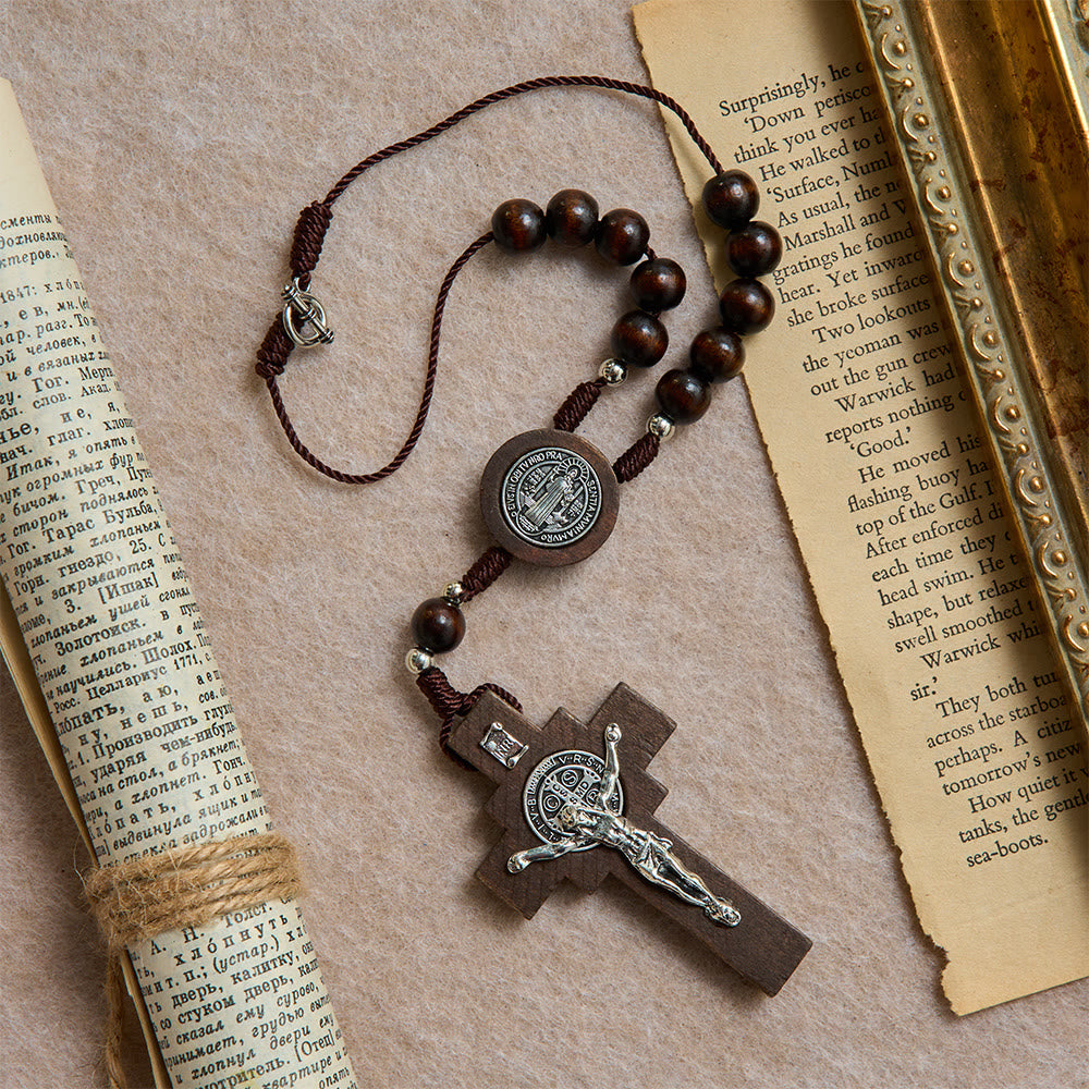 Christianartworkshop Chapelet de voiture à perles rondes, crucifix, médaille en relief de Notre-Dame : un rappel de la miséricordieuse protection divine lors de chaque voyage. - image 2