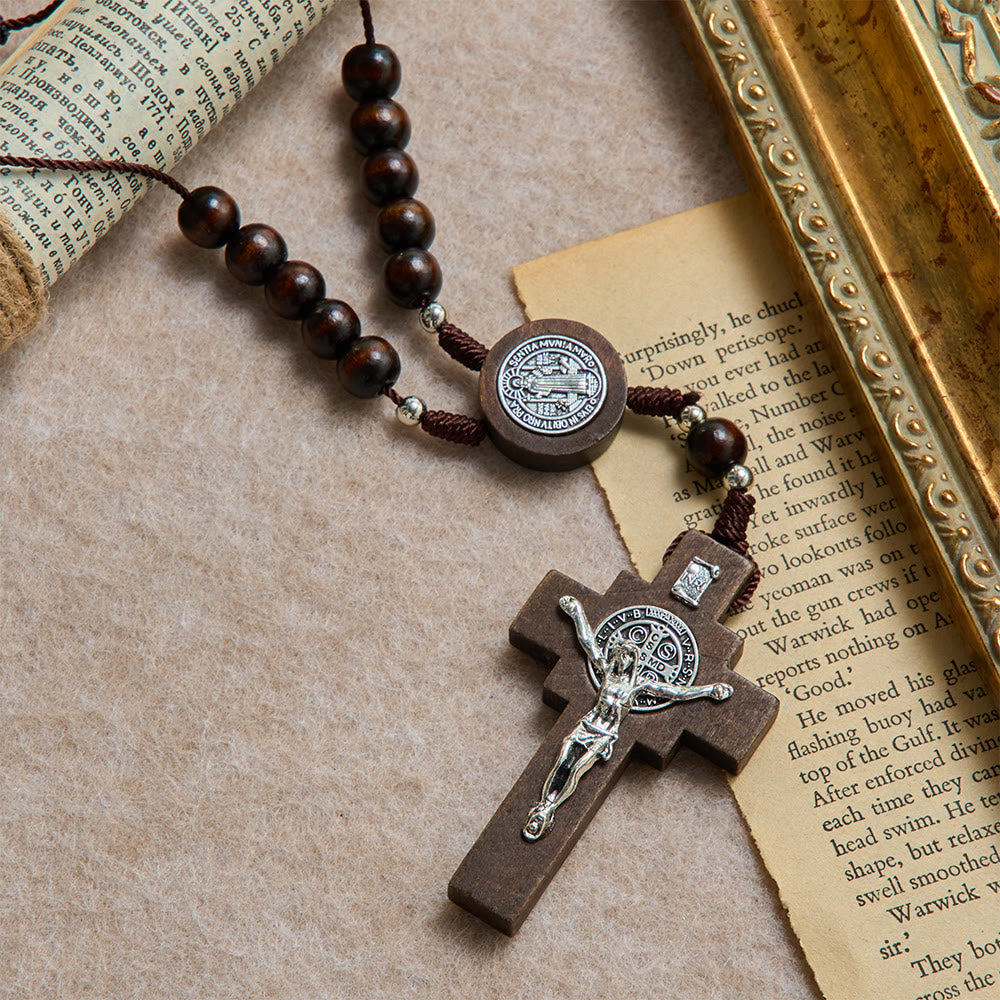 Christianartworkshop Chapelet de voiture à perles rondes, crucifix, médaille en relief de Notre-Dame : un rappel de la miséricordieuse protection divine lors de chaque voyage. - image 1