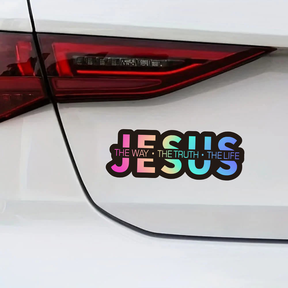 Christianartworkshop Autocollant pour vitre de voiture : « JÉSUS, le Chemin, la Vérité, la Vie » (en gras) : symbole de foi inébranlable et de protection divine - Multicolore - image 6