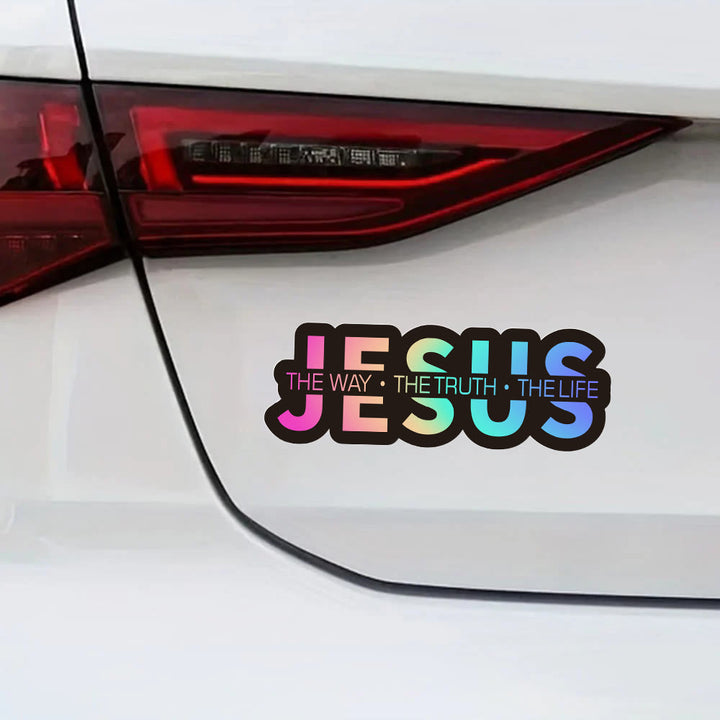 Christianartworkshop Autocollant pour vitre de voiture : « JÉSUS, le Chemin, la Vérité, la Vie » (en gras) : symbole de foi inébranlable et de protection divine - Multicolore - image 6