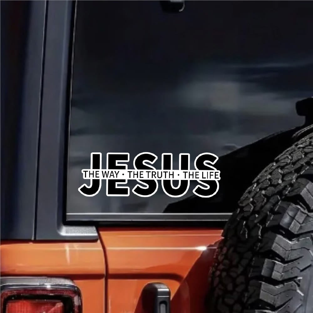 Christianartworkshop Autocollant pour vitre de voiture : « JÉSUS, le Chemin, la Vérité, la Vie » (en gras) : symbole de foi inébranlable et de protection divine - image 3