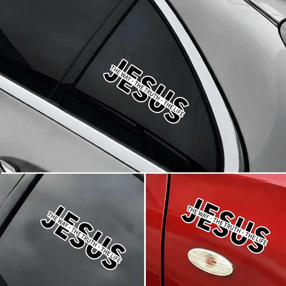Christianartworkshop Autocollant pour vitre de voiture : « JÉSUS, le Chemin, la Vérité, la Vie » (en gras) : symbole de foi inébranlable et de protection divine - image 1