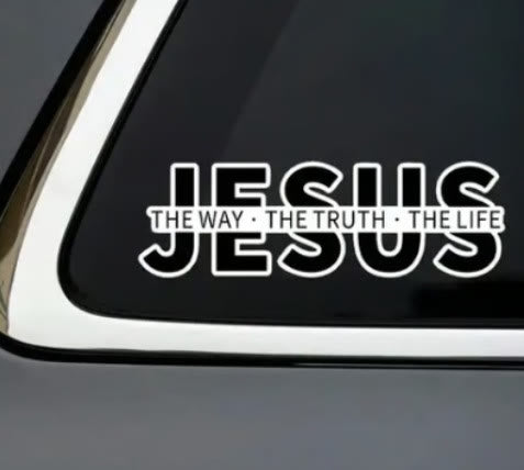 Christianartworkshop Autocollant pour vitre de voiture : « JÉSUS, le Chemin, la Vérité, la Vie » (en gras) : symbole de foi inébranlable et de protection divine - Noir - image 0
