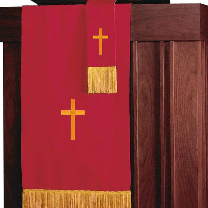 Ensemble complet de parement religieux Christianartworkshop : chemin de table, nappe de lutrin et marque-page biblique rouges et blancs - image 3