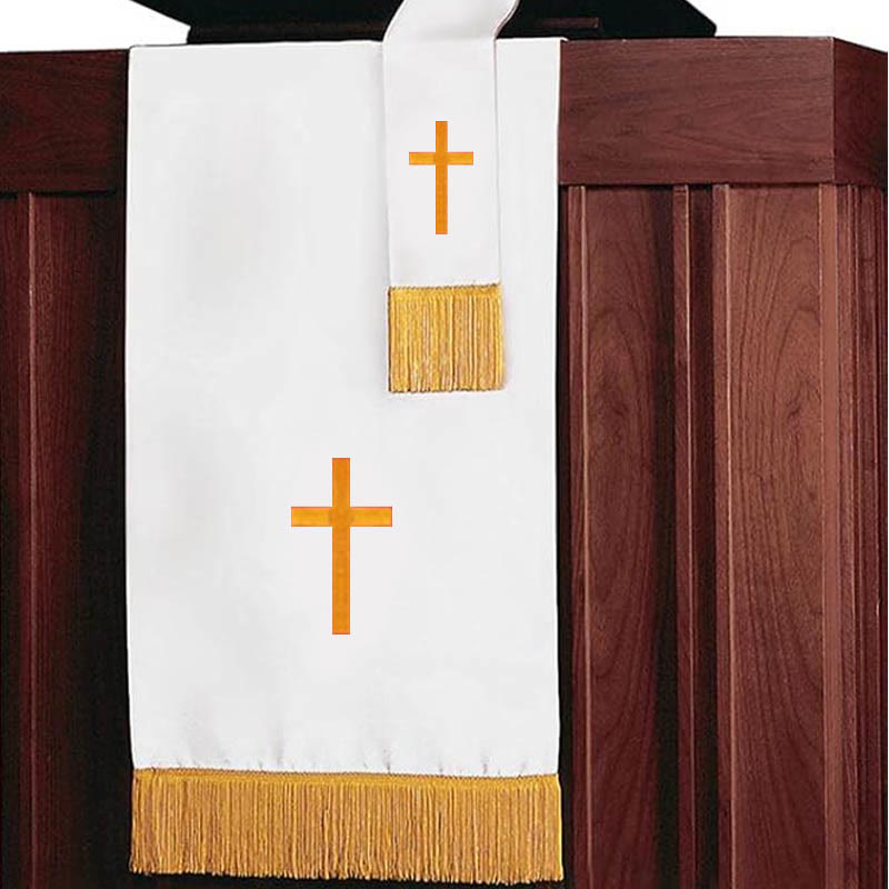 Ensemble complet de parement religieux Christianartworkshop : chemin de table, nappe de lutrin et marque-page biblique rouges et blancs - image 13