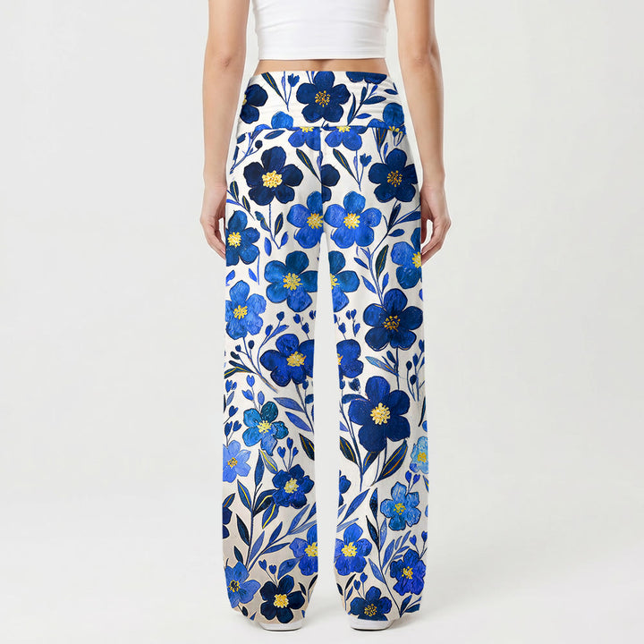 Christianartworkshop Pantalon à jambes larges taille haute et revers à motif aquarelle floral Vierge Marie et Enfant - image 2