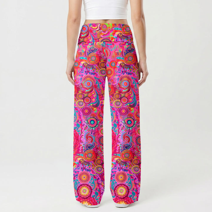 Christianartworkshop Pantalon taille haute à jambes larges orné d'un mandala circulaire psychédélique représentant la Vierge Marie de Guadalupe - image 2