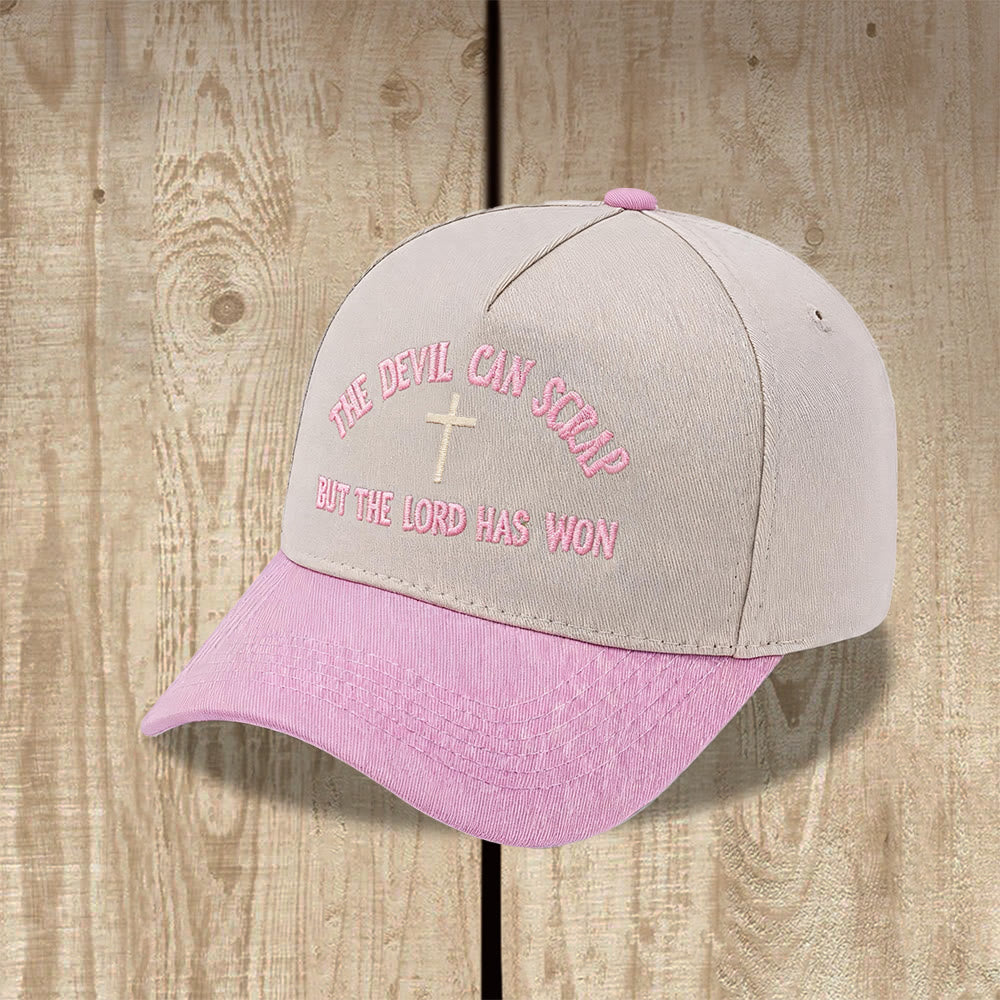 Christianartworkshop Casquette de baseball brodée avec motif de croix biblique : « LE DIABLE PEUT FUIR, MAIS LE SEIGNEUR A GAGNÉ ». - image 9