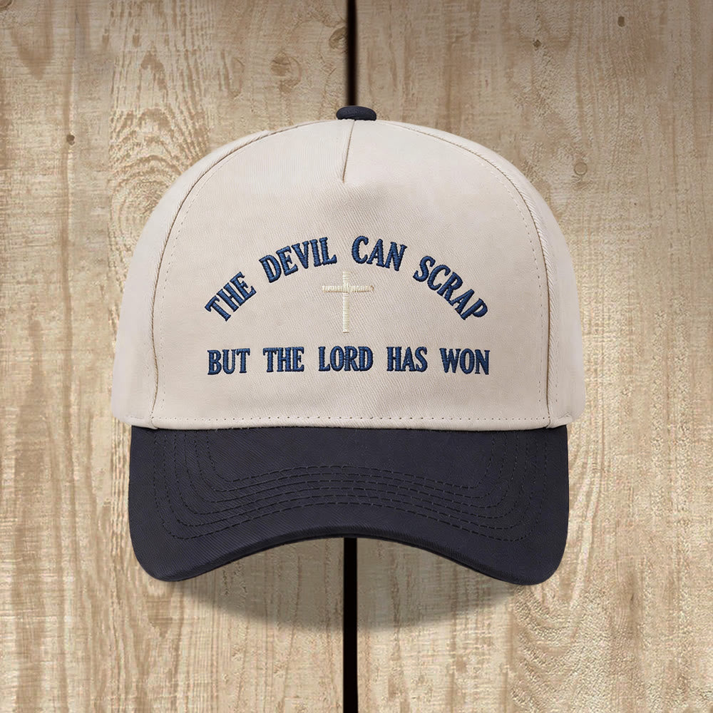 Christianartworkshop Casquette de baseball brodée avec motif de croix biblique : « LE DIABLE PEUT FUIR, MAIS LE SEIGNEUR A GAGNÉ ». - Noir - image 2