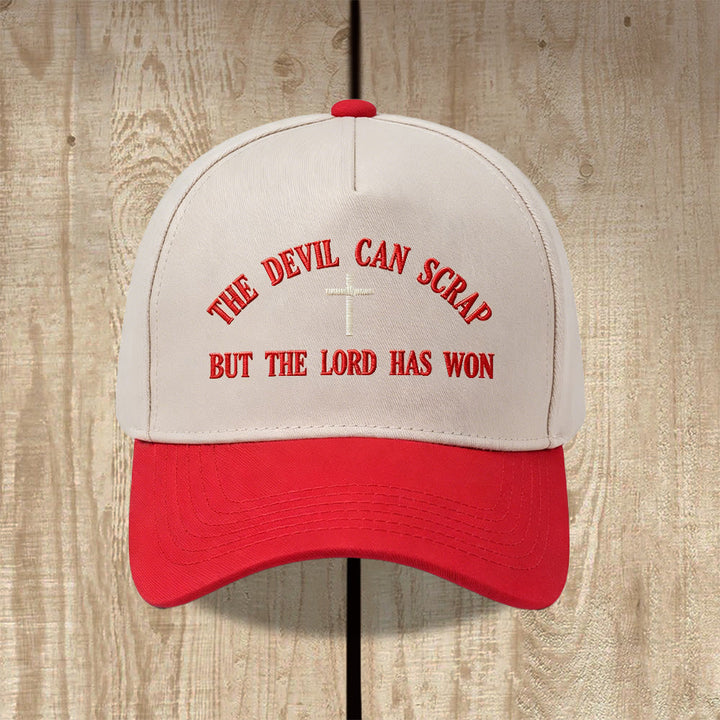 Christianartworkshop Casquette de baseball brodée avec motif de croix biblique : « LE DIABLE PEUT FUIR, MAIS LE SEIGNEUR A GAGNÉ ». - Rouge - image 12