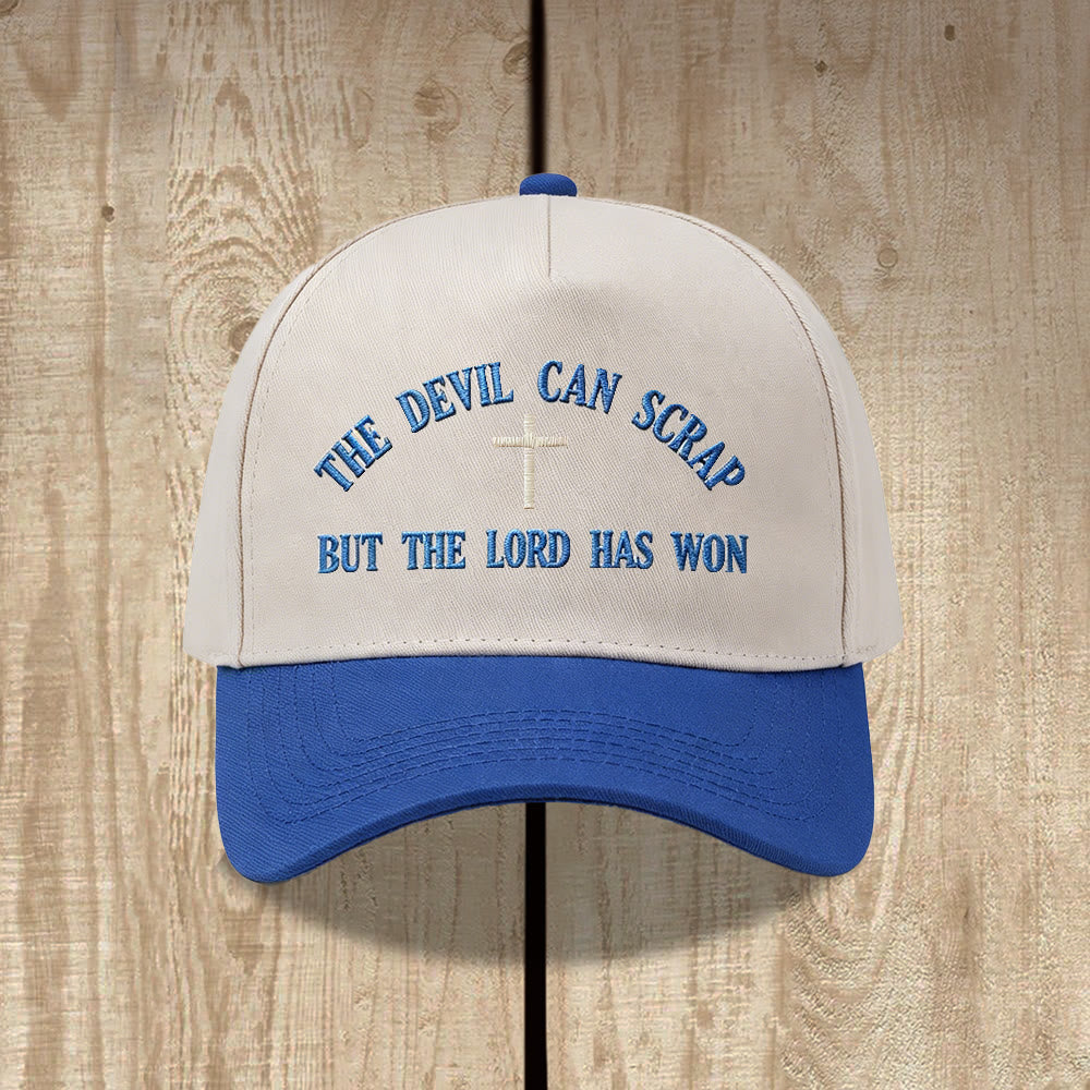 Christianartworkshop Casquette de baseball brodée avec motif de croix biblique : « LE DIABLE PEUT FUIR, MAIS LE SEIGNEUR A GAGNÉ ». - Bleu - image 14