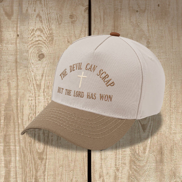 Christianartworkshop Casquette de baseball brodée avec motif de croix biblique : « LE DIABLE PEUT FUIR, MAIS LE SEIGNEUR A GAGNÉ ». - image 5
