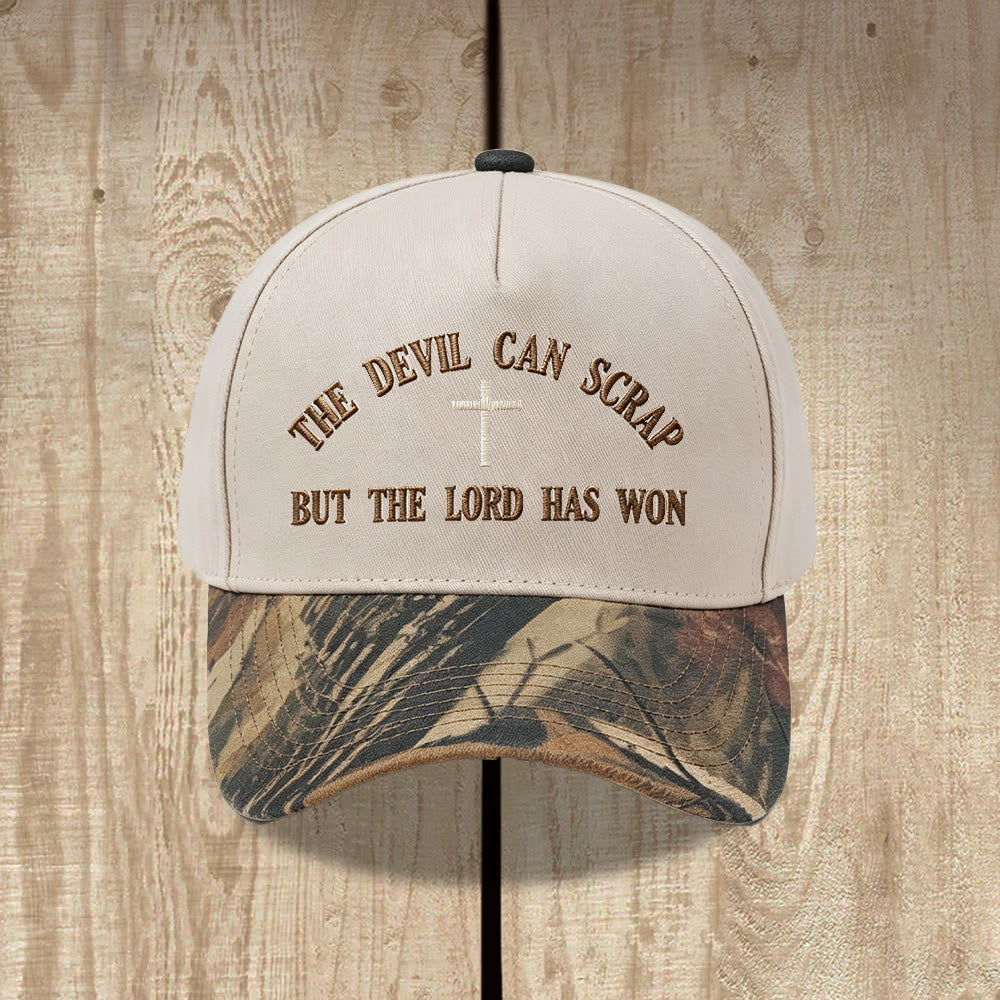 Christianartworkshop Casquette de baseball brodée avec motif de croix biblique : « LE DIABLE PEUT FUIR, MAIS LE SEIGNEUR A GAGNÉ ». - Camouflage - image 10