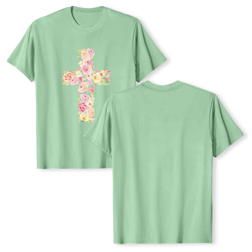 Christianartworkshop T-shirt classique à imprimé floral aquarelle croisé sur le devant - Vert clair - 2XL - image 21