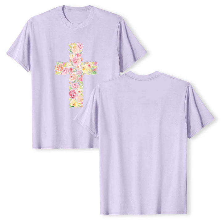Christianartworkshop T-shirt classique à imprimé floral aquarelle croisé sur le devant - Violet - 2XL - image 12