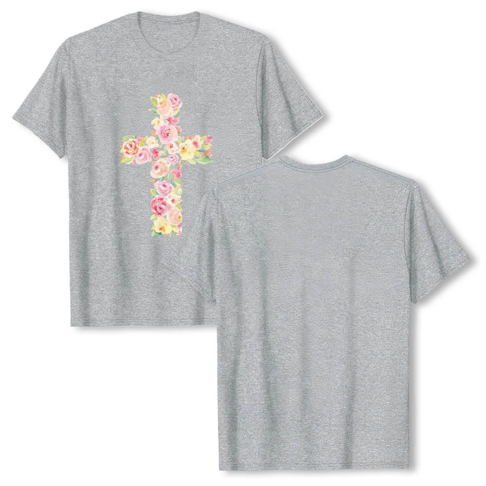 Christianartworkshop T-shirt classique à imprimé floral aquarelle croisé sur le devant - Gris - 2XL - image 15