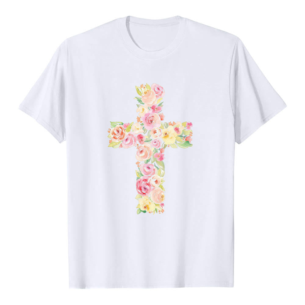 Christianartworkshop T-shirt classique à imprimé floral aquarelle croisé sur le devant - image 1